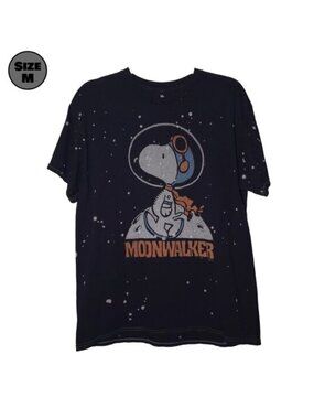 Snoopy Moonwalker USED Shirt (M, Black, Junk Food, Peanuts, Space, Stars)